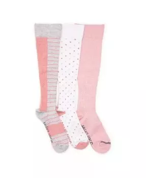Комплект из 3 женских компрессионных хлопковых носков до колена MUK LUKS, розовый