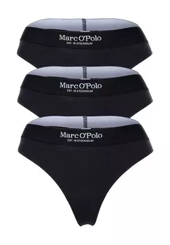 Комплект из 3 женских стрингов Essentials с логотипом на поясе Marc O'Polo, цвет 990 Black