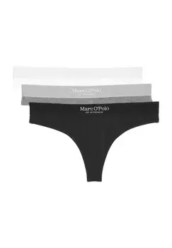 Комплект из 3 женских стрингов Essentials с логотипом на поясе Marc O'Polo, цвет Q529 Grey/black