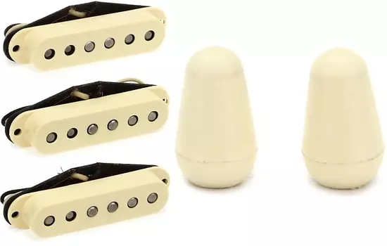 Комплект из 3 звукоснимателей Fender Original '57/'62 Stratocaster - стандартный комплект с наконечником переключателя Fender Road Worn Stratocaster (2) - состаренный белый 0997205000=1 0992117000=1