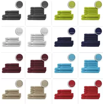 Комплект из 4/6 гостевых полотенец, полотенец для душа, банных полотенец, махровая ткань, 100% хлопок, размер: 2 полотенца для рук + 2 полотенца для душа, цвет: королевский/синий. One-Home