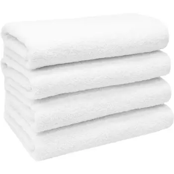 Комплект из 4/6 гостевых полотенец, полотенец для душа, банных полотенец, махровой ткани, 100% хлопок, размер: 2 полотенца для рук + 2 полотенца для душа, цвет: белый. Zollner