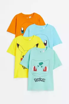 Комплект из 4 футболок H&M x Pokmon Printed, мультиколор