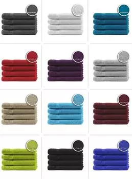 Комплект из 4 гостевых полотенец, полотенец для душа, банных полотенец, махровая ткань, 100% хлопок, цвет: серебро, размер: банные полотенца 100 х 150 см. One-Home