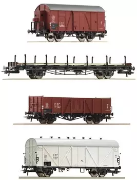 Комплект из 4 грузовых вагонов ПКП, Roco 6600101
