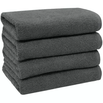 Комплект из 4-х хлопковых полотенец, 50х100 см, фанго Zollner, темно-серый