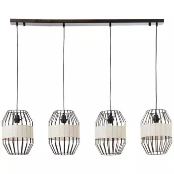 Комплект из 4-х подвесных светильников - 115х120 см - подвесной светильник с абажуром ткань-металл Lightbox, черный