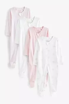 Комплект из 4 комбинезонов на молнии Purebaby, розовый