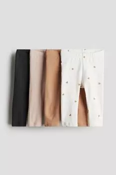 Комплект из 4 леггинсов из хлопкового джерси H&M, бежевый