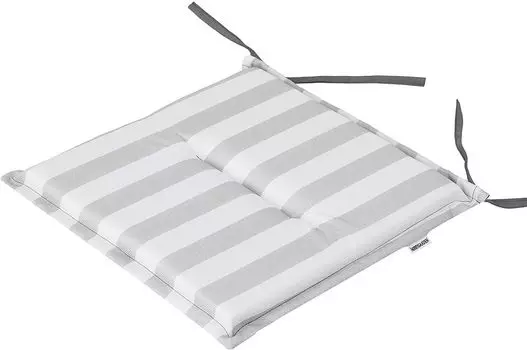 Комплект из 4 подушек для стула/сиденья 46х45 см, толщина 4 см, подушки для сидения, мягкие подушки, садовая/в помещении, для отдыха, лето - экрю с полосками Hobbygarden, серый