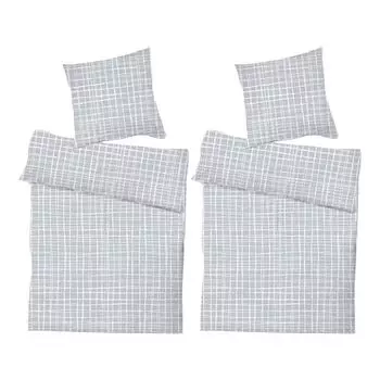 Комплект из 4 постельного белья из хлопчатобумажной ткани из микрофибры на молнии, 135 х 200 см Mojawo, серый