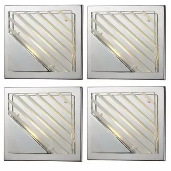 Комплект из 4 светодиодных настенных светильников, хром, алюминий, L 15 см etc-shop, серебро