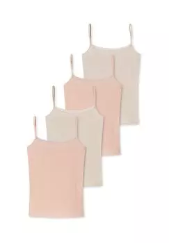 Комплект из 4 топов-спагетти из хлопкового кружева SCHIESSER, цвет Orange Beige