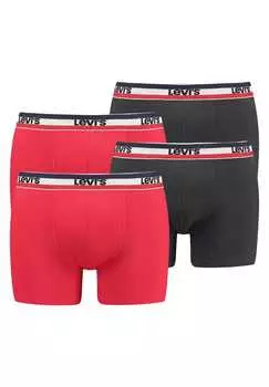 Комплект из 4 трусов-боксеров - спортивные трусы-боксеры с органическим логотипом на поясе Levi'S, мультиколор