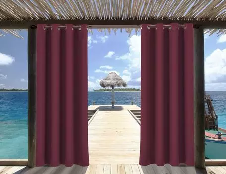 Комплект из 4 уличных штор 132 х 238 см, ширма для балкона, ветронепроницаемая, водоотталкивающая, защита от солнца, защита от ультрафиолета, уличная штора, затемнение для сада, уличные непрозрачные шторы, черные Topchances, красный