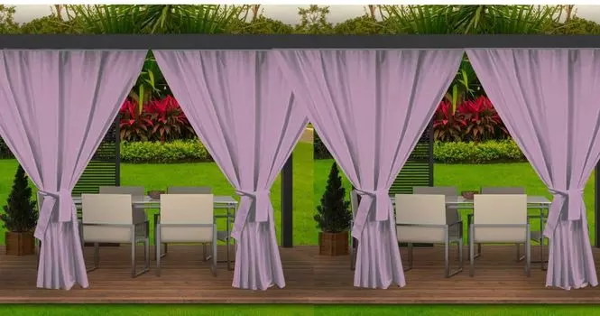 Комплект из 4 уличных штор. O занавес непрозрачный шириной 155 см x 220 см высотой зеленый всепогодный | Уличные шторы для патио, сада, веранды, беседки Setgarden