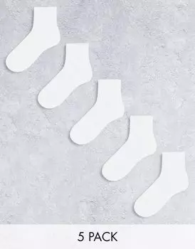Комплект из 5 белых носков ASOS DESIGN