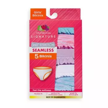 Комплект из 5 бесшовных трусиков бикини Fruit of the Loom для девочек 6–16 лет Fruit of the Loom
