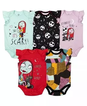 Комплект из 5 боди для маленьких мальчиков «Кошмар перед Рождеством» Салли Джек Скеллингтон для новорожденных от новорожденных до Disney, мультиколор