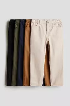 Комплект из 5 брюк свободного кроя зауженного кроя H&M, черный