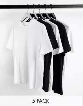 Комплект из 5 футболок с круглым вырезом ASOS DESIGN