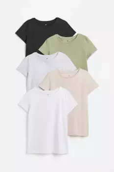 Комплект из 5 хлопковых футболок H&M, серый