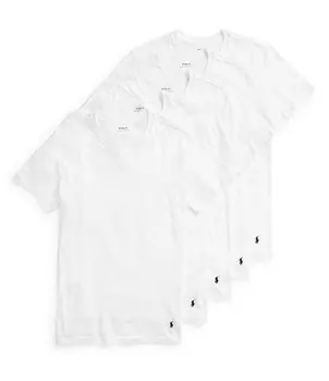 Комплект из 5 хлопковых маек приталенного кроя с v-образным вырезом Polo Ralph Lauren, белый