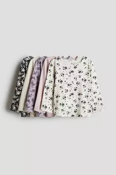 Комплект из 5 хлопковых рубашек с длинными рукавами H&M, фиолетовый