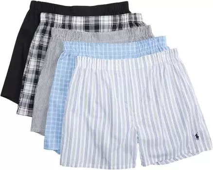Комплект из 5 комплектов тканых боксеров классического кроя Polo Ralph Lauren, цвет Polo Black/Bengal Stripe/Stockton Plaid/Cannes/Jarvis Stripe