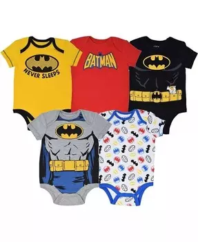 Комплект из 5 костюмов для косплея «Лига Справедливости DC Comics» для маленьких мальчиков, боди для новорожденных до (для новорожденных до 24 месяцев) Warner Bros, мультиколор