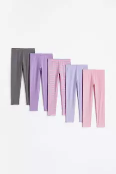 Комплект из 5 леггинсов из джерси H&M, фиолетовый