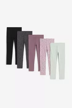 Комплект из 5 леггинсов из джерси H&M, розовый