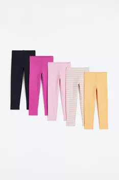 Комплект из 5 леггинсов из джерси H&M, розовый