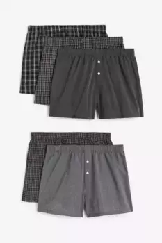 Комплект из 5 пар хлопковых трусов-боксеров H&M, серый