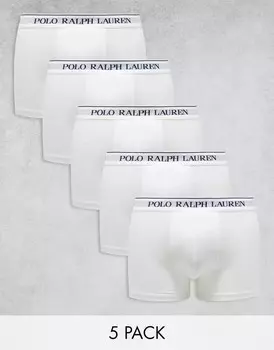 Комплект из 5 плавок белого цвета с логотипом на поясе Polo Ralph Lauren