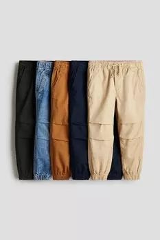 Комплект из 5 спортивных брюк из твила H&M, бежевый