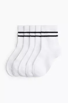 Комплект из 5 спортивных носков из материала Drymove H&M, белый