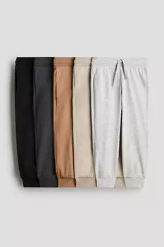 Комплект из 5 спортивных штанов из хлопка H&M, бежевый