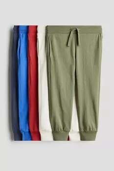 Комплект из 5 спортивных штанов из хлопка H&M, зеленый