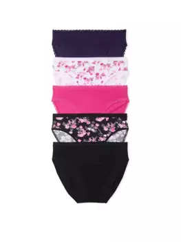 Комплект из 5 трусиков с высокими штанинами из эластичного хлопка Victoria'S Secret, мультиколор