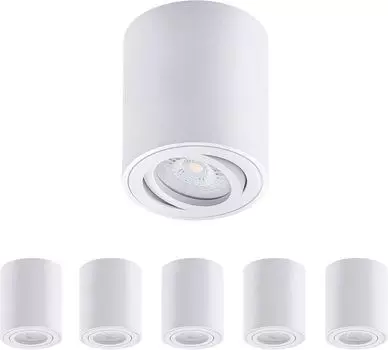 Комплект из 6 накладных алюминиевых точечных светильников Oktaplex, поворотный, включая светодиодный модуль 4000K нейтральный белый - точечный белый для накладного монтажа
