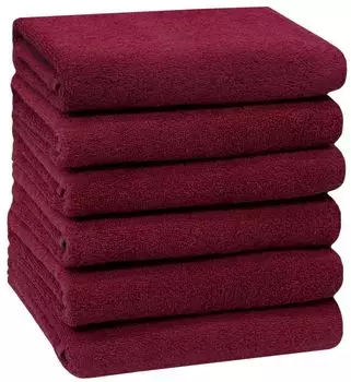Комплект из 6 полотенец, 50х100 см, 100% хлопок, светло-серый. Zollner, красный