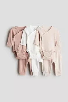 Комплект из 6 предметов: боди и брюки H&M, розовый