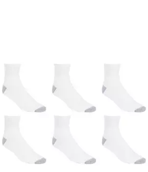 Комплект из 6 спортивных носков длиной в четверть с подушечками Gold Label Roundtree & Yorke Big & Tall Cushion, белый