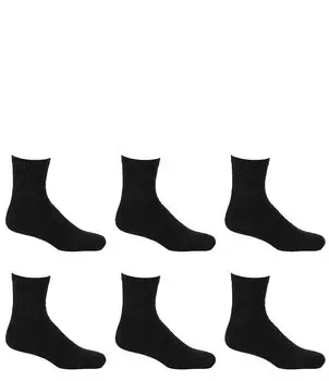 Комплект из 6 спортивных носков длиной в четверть с подушечками Gold Label Roundtree & Yorke Big & Tall Cushion, черный
