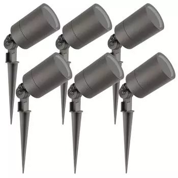 Комплект из 6 светодиодных садовых прожекторов, антрацит, IP65, 5 Вт, розетка GU10, кабель 2 метра, светодиодные прожекторы, светодиодные садовые прожекторы для наружного использования Ledvion, серый