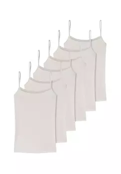 Комплект из 6 топов-спагетти из хлопкового кружева SCHIESSER, песочный