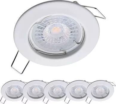 Комплект из 6 встраиваемых точечных светильников Oktaplex, включая светодиодный модуль 3000K теплый белый - потолочные споты белые