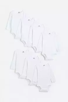 Комплект из 7 боди с длинными рукавами H&M, белый