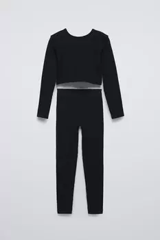 Комплект из бесшовного топа и леггинсов ZARA, черный